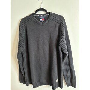 Vintage Tommy Jeans Cotton Knit Sweater XL Gray Crewneck Y2K